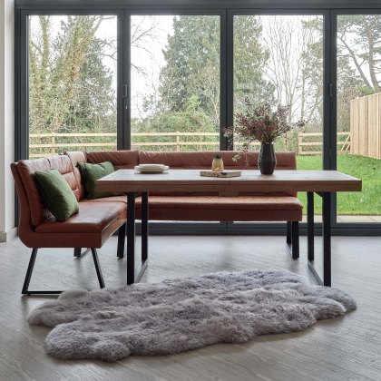 Adelaide 180-240cm Extending Dining Table with Industrial Corner Bench in Tan