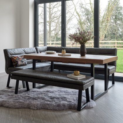 Adelaide 180-240cm Extending Dining Table with Industrial Corner Bench in Grey and 158cm Flat Bench