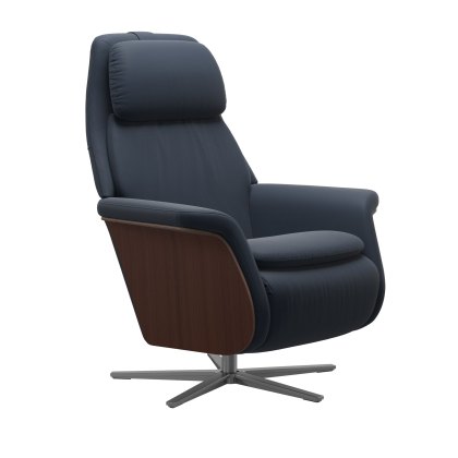 Stressless Sam Power Recliner with Sirius Base and Wood Arms