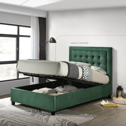 Camila Ottoman Double Bed - Green