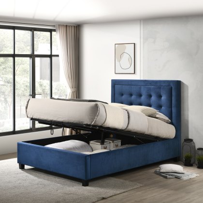 Camila Ottoman Double Bed - Dark Blue