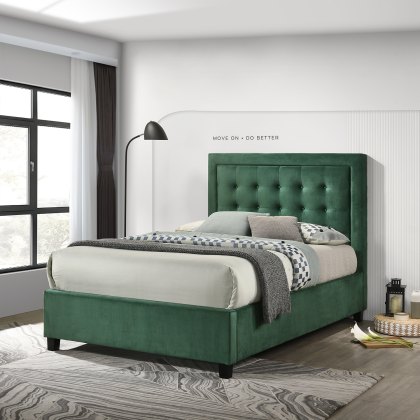 Camila Ottoman King Size Bed - Green