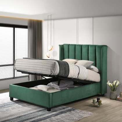 Santana Ottoman Double  Bed - Green
