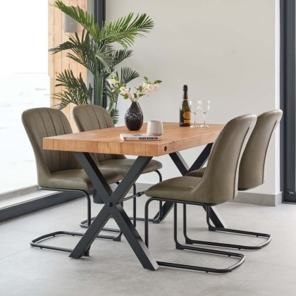 Urban 150cm Dining Table with 4  Firenza Chairs in Green