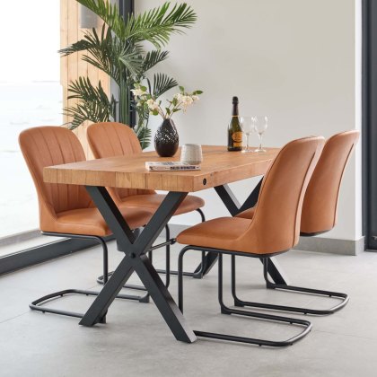 Urban 150cm Dining Table with 4  Firenza Chairs in Tan