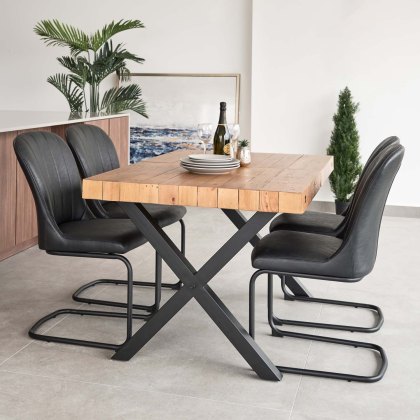 Urban 140-180cm Extending Dining Table with 4  Firenza Chairs in Black