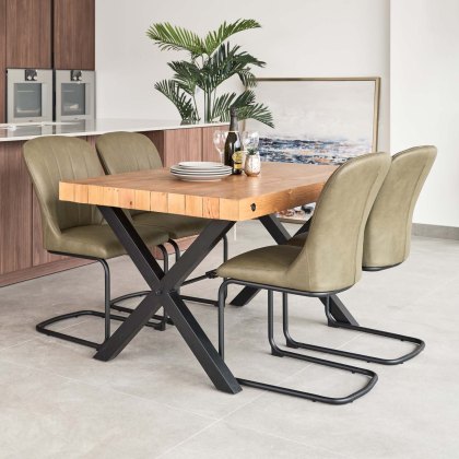 Urban 140-180cm Extending Dining Table with 4  Firenza Chairs in Green
