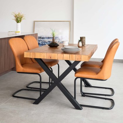 Urban 140-180cm Extending Dining Table with 4  Firenza Chairs in Tan