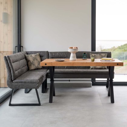 Urban 150cm Dining Table with Industrial Corner Bench in Grey