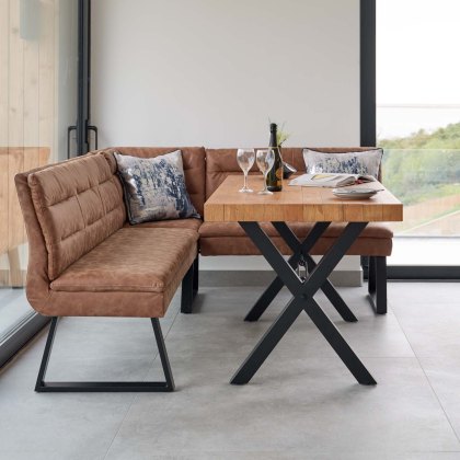 Urban 150cm Dining Table with Industrial Corner Bench in Tan