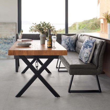 Urban 180cm Dining Table with Industrial Corner Bench in Grey