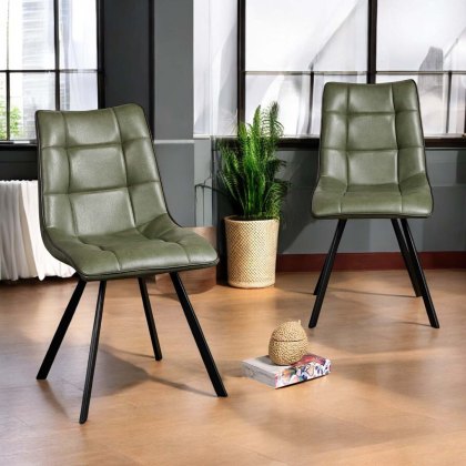 Jack Olive Green Dining Chair with Slate Grey Piping (Set of 2) Jack Olive Green Dining Chair with Slate Grey Piping (Set of 2)