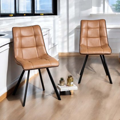 Jack Spice Tan Dining Chair with Slate Grey Piping (Set of 2) Jack Spice Tan Dining Chair with Slate Grey Piping (Set of 2)