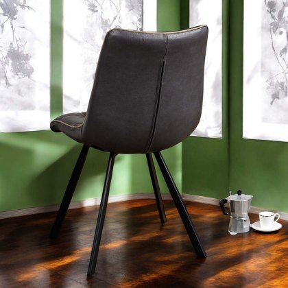 Jack Slate Grey Dining Chair with Mushroom Brown Piping (Set of 2)