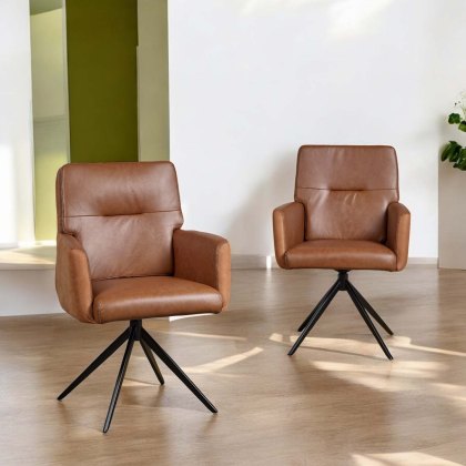 Messina Cognac Leather Dining Chair (Set of 2)