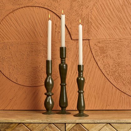 Royal Glass Candle Stick in Green Gold - Large