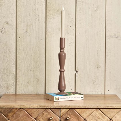 Royal Glass Candle Stick in Misty Rose - Large Royal Glass Candle Stick in Misty Rose - Large
