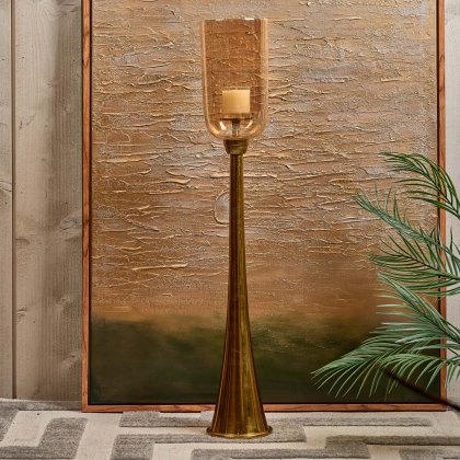 Hurricane Pillar Candle Stand in Gold - Large Hurricane Pillar Candle Stand in Gold - Large
