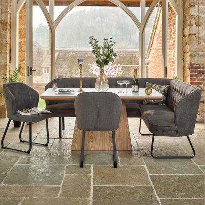 Sutton 160cm Dining Table - Ash with Frampton Corner Bench LHF & 2x Frampton Chairs in Anthracite