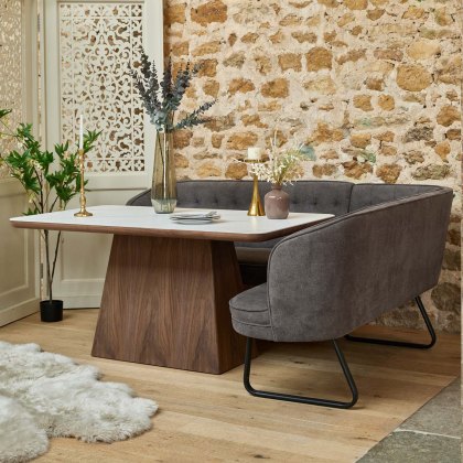 Sutton 160cm Dining Table - Walnut with Frampton Corner Bench in Anthracite LHF