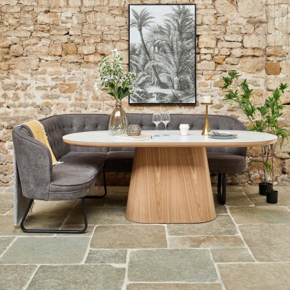 Sutton 200cm Dining Table - Ash with Frampton Corner Bench in Anthracite RHF