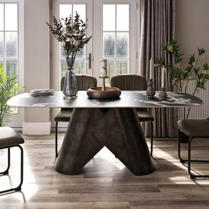 Madjeston Dining Table 200cm with 4x Firenza Dining Chairs in Olive