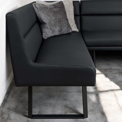 Jupiter 180cm Dining Table & RHF Corner Bench with 2 Dining Chairs in Black