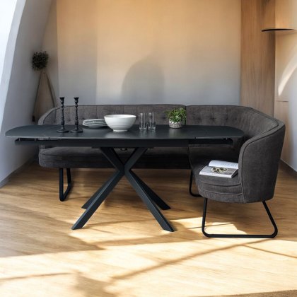Toscana Motion Table Black with LHF Frampton Corner Bench in Anthracite