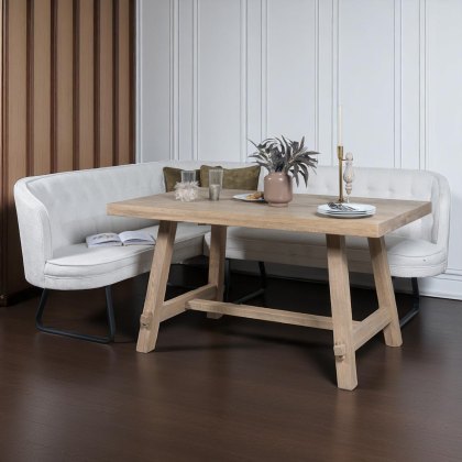 Hampton 150cm Dining Table & Frampton Corner Bench in White - LHF