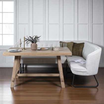 Hampton 150cm Dining Table & Frampton Corner Bench in White - RHF