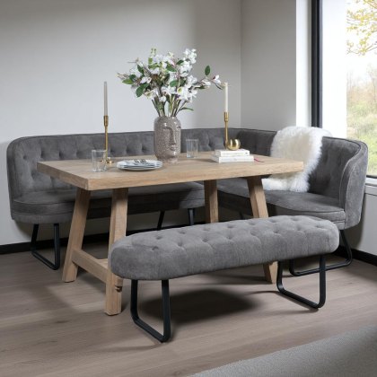 Hampton 150cm Dining Table & Frampton Corner LHF with Low Bench - Anthracite
