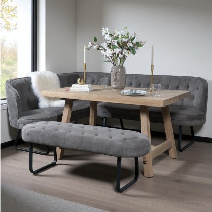 Hampton 150cm Dining Table & Frampton Corner RHF with Low Bench - Anthracite