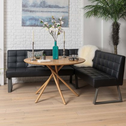 Saturn 120cm Round Dining Table & Rubix Corner Bench in Black