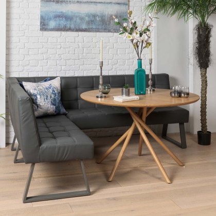 Saturn 120cm Round Dining Table & Rubix Corner Bench in Grey