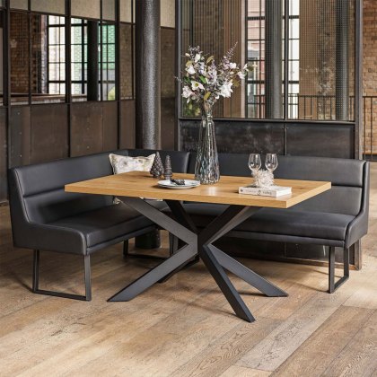 Jupiter Dining Set - Smoked Oak - With RHF Corner Bench in Black
