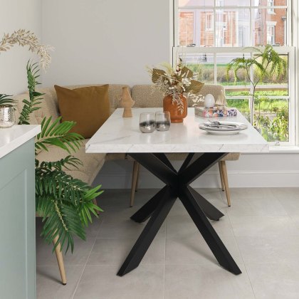 Jupiter 150cm Dining Table - Marble - With Sloane Corner Bench Jupiter 150cm Dining Table - Marble - With Sloane Corner Bench