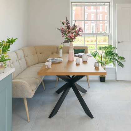 Jupiter 150cm Dining Table - Smoked Oak - With Sloane Corner Bench Jupiter 150cm Dining Table - Smoked Oak - With Sloane Corner Bench