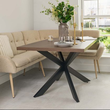 Jupiter 150cm Dining Table - Dark Oak - With Sloane Corner Bench Jupiter 150cm Dining Table - Dark Oak - With Sloane Corner Bench