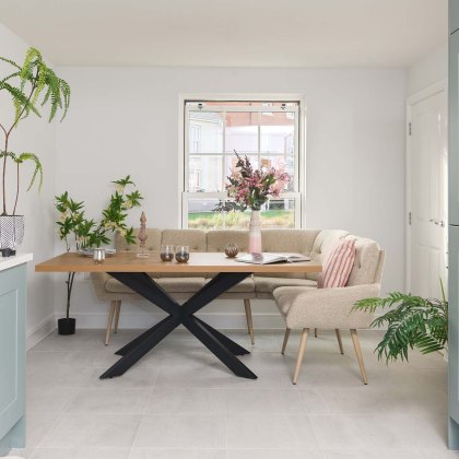 Jupiter 180cm Dining Table - Smoked Oak - With Sloane Corner Bench Jupiter 180cm Dining Table - Smoked Oak - With Sloane Corner Bench