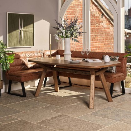 Ashmore 200cm Dining Table with Industrial Corner Bench - Tan