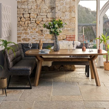 Ashmore 200cm Dining Table with Industrial Corner Bench - Grey