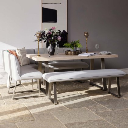 Neptune 180cm Dining Table with RHF Corner Bench & 160cm Low Bench - Misty