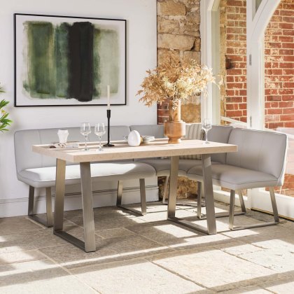 Neptune 150cm Dining Table with LHF Corner Bench - Misty