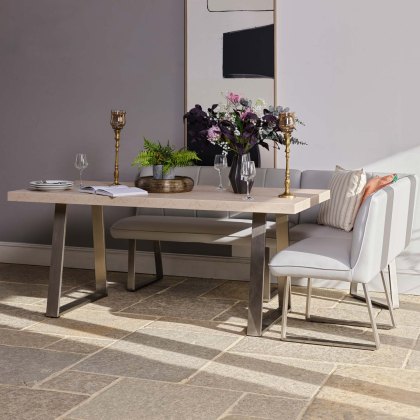 Neptune 180cm Dining Table with LHF Corner Bench - Misty
