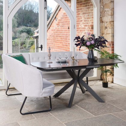 Saturn Dark Grey Motion Table with RHF Frampton Corner Bench - White