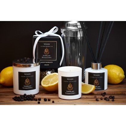 Luxury Single Wick White Glass Juniper & Sicilian Citrus Candle