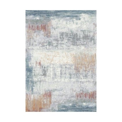 Galleria Patterned White and Blue Rug