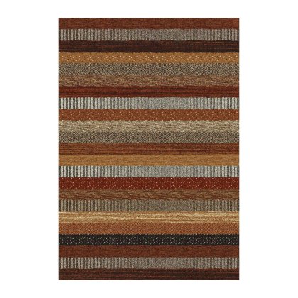 Woodstock Striped Brown and Red Rug