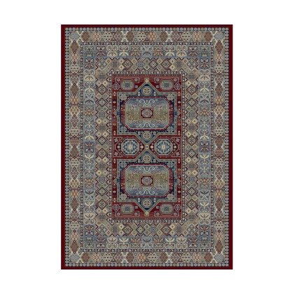 Da Vinci Patterned Red and Blue Rug