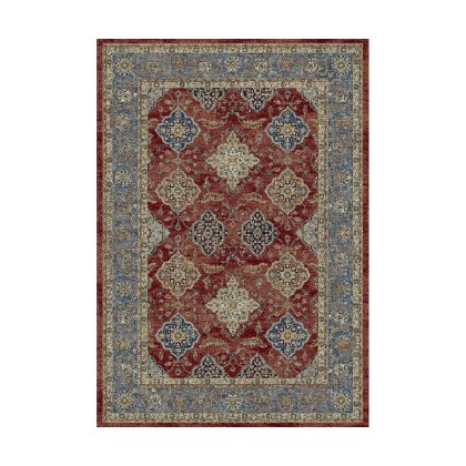 Da Vinci Patterned Blue and Red Rug